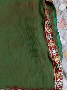 Green &amp; Gold Trim Sari