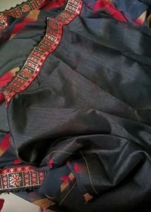Red Black Georgette Saree