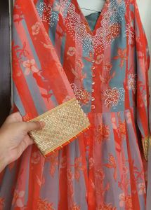 DESIGNER SUIT WITH SLIP &amp; GHOTA LACE DUPATTA 😇