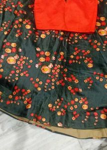 Floral Print Skirt with Orange Top