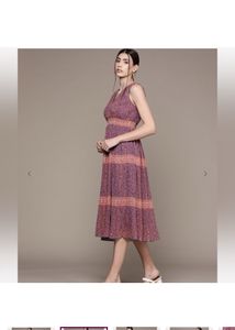 LABEL RITU KUMARFloral Print V-neck Fit &amp; Flare Dr