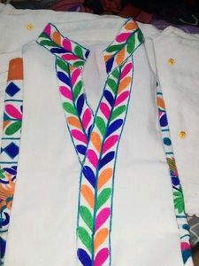 Embroidered White Kurta