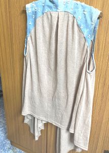 Flowy Shrug With Denim Collar
