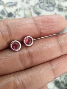 925 Ruby Stud Earrings In Sterling Silver