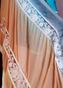 Elegant Peach Saree with disgner blouse