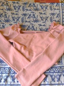 Peach Ruched Crop Top
