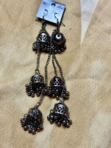 Oxidised Silver Jhumka