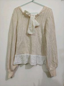 Cute Knit Sweater with Bow in back