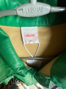 Green Faux Half Leather Jacket