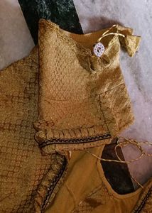 Golden Readymade Saree Blouse