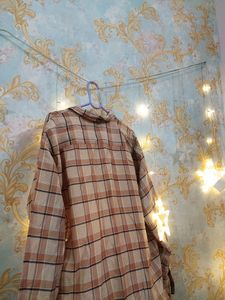 Aesthetic Beige Check Shirt