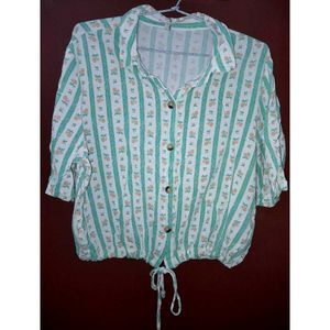 Floral Striped Tie-Front Shirt
