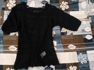 korean Crochet black top