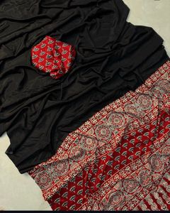 Beautiful Soft Satin Crape Silk Ajrakh Printed