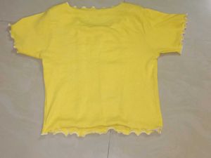 Yellow Bow Detail Lettuce Edge Top