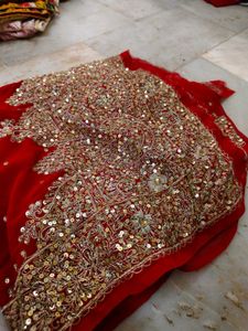 red ♥️ zardozi aari  vintage heavy work saree 😍
