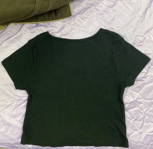 Cute Black Ribbed Crop Top from ZUDIO