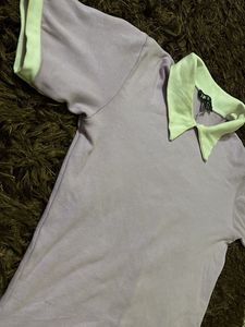 Lilac & White Contrast Collar Top