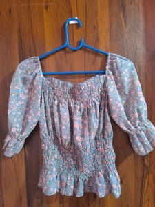 Floral Print Smocked Top