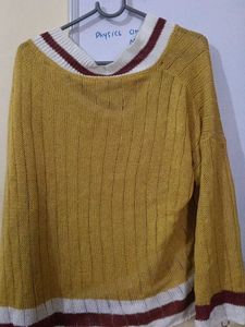 Striped V-Neck Oversized Sweater