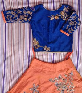 Long Crop Top Lehanga For Women Along With Scarf