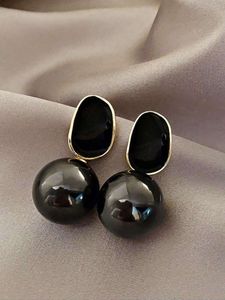 Black Ball Drop Earrings