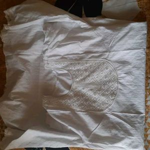 White Embroidered Kurti Top(Size L)