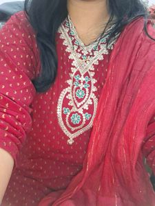 Maroom Embroidered karwachauth special kurta Set