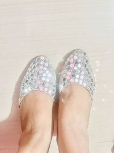 Mirror Work Ethnic Kitten Mules.