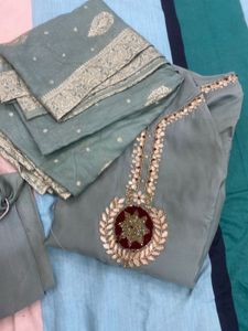 Elegant Grey Embroidered Kurta Set