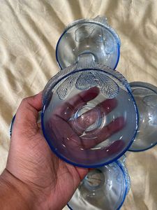 Blue Glass Dessert Bowls (Set of 5)