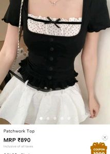 Savana Coquette Lolita Black Ruffle Trim Top Bow