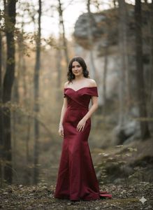 Elegant Burgundy Evening Gown