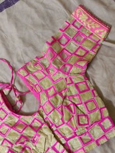 Pink & Gold Embroidered Blouse