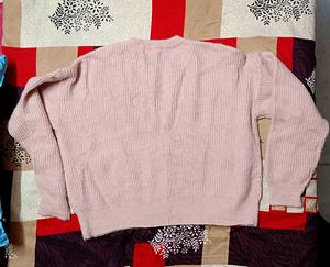 Light Pink Knit Fluffy Pullover Sweater