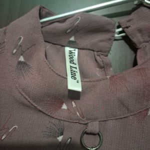 Mauve Print Top with Bell Sleeves