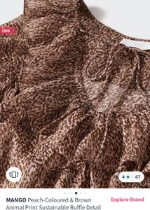 Mango Brand New Peach Animal Print Top