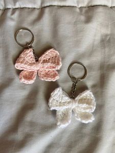 Cute Aesthetic Crochet Bow Keychain