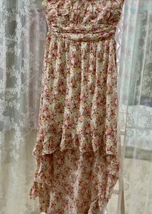 Floral Strapless Hi-Lo Dress