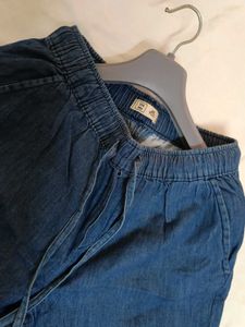 Blue Denim Casual Pants