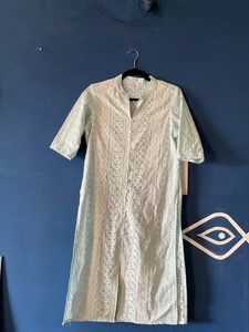 Blue Embroidered Kurti with Jeans