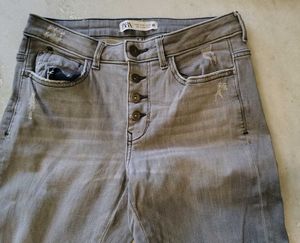 ZARA ripped Jeans Grey