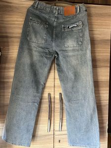 wide leg high-rise heavy fade denim jeans