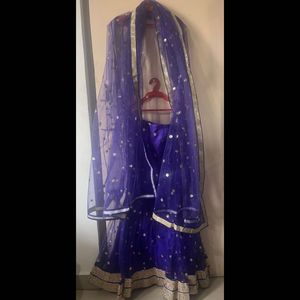 Purple Mermaid Net Sequinned Lehenga With Dupatta