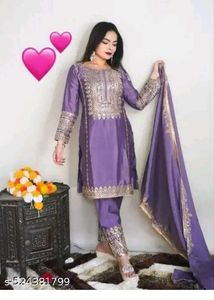 Purple Embroidered Salwar Kameez Set