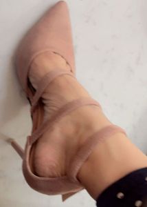 Elegant Nude Suede Heels – My Foot