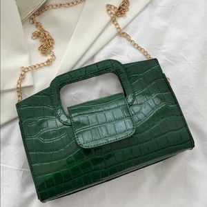 Crocodile Embossed Square Bag Handbag