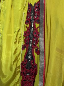 Mustard Yellow Anarkali Gown With Pant &amp;dupatta