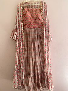 Flared boho kurta- Dress- Long jacket &amp; Dupatta