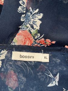 Sheer Floral Print Round Neck Top